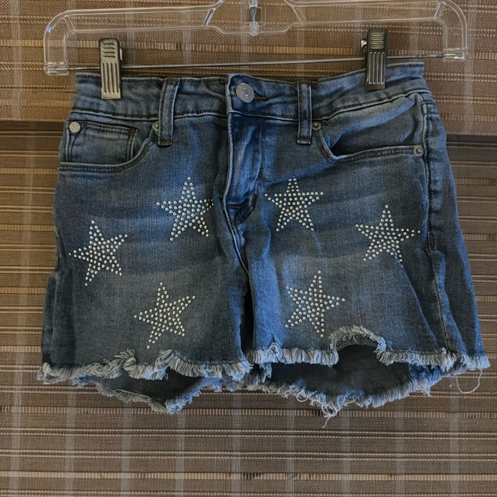 Hudson Girls Jean Shorts with Silver Gem Stars